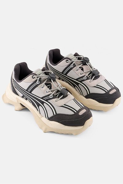 Puma Kids Girl Nitefox Lace Up Running Shoes, Grey