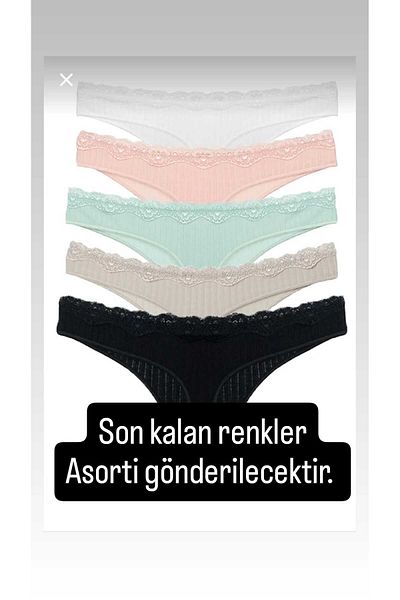 Vanilya Secret Купете пакет Dantel Ribana Tanga Pamuk 5'li