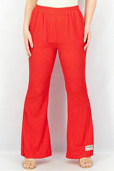 The Giving Movement Women Flared Leg Crinkle Pants, Red