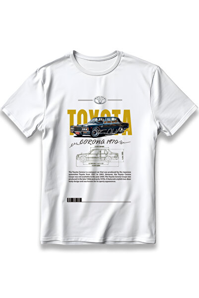 EZG Business TOYOTA Corona 1970 T-Shirt Unisex %100 Pamuk Regular Baskı Araba...
