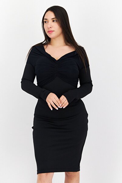 BURBERRY فستان قصير سادة للنساء، أسود