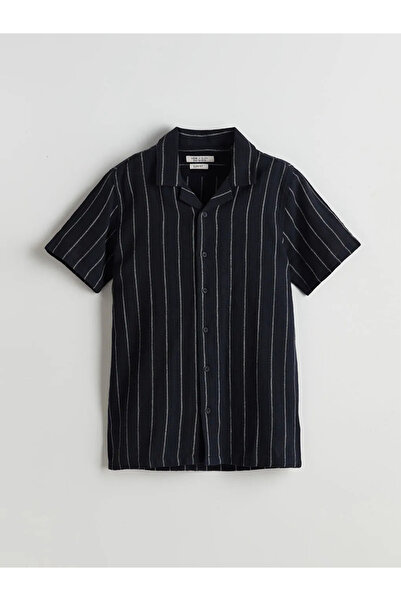 LC Waikiki LCW Vision Navy къса ръкавна раирана риза за момчета