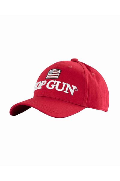 TOP GUN Logo and Flag Cap Embroidered Cotton Hat for Men Adjustable Fit with Patriotic Design