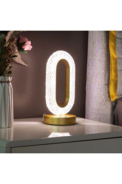 Genel Markalar Crystall Akustik Masa Lambası 3 Modlu USB Şarjlı Oval Dekorati...