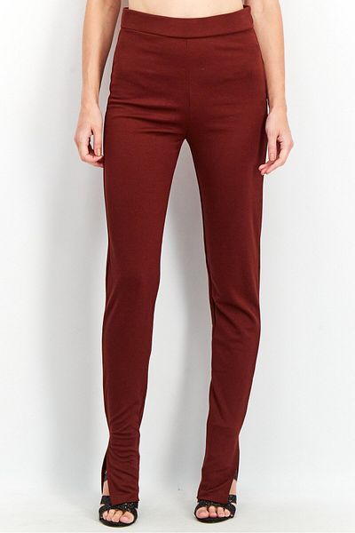 NA-KD Women Plain Side Slit Leggings, Brown