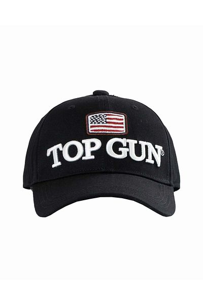 TOP GUN Logo and Flag Cap Embroidered Cotton Hat for Men Adjustable Fit with Patriotic Design