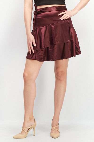 Forever 21 Women Plus Size Solid Mini Skirt, Maroon