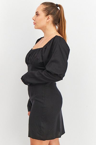 NA-KD Women Solid Lacing Detail Mini Dress, Black