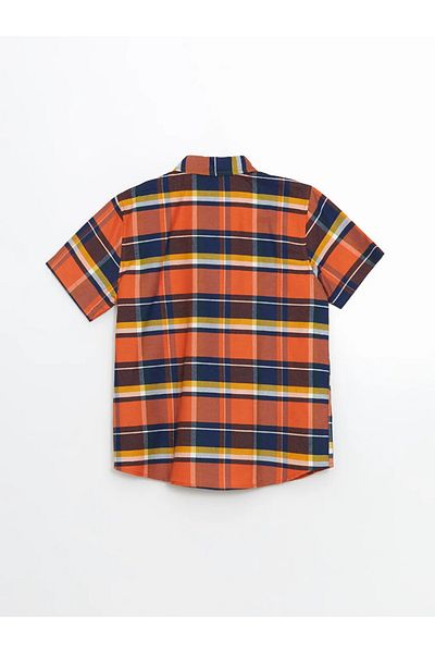 LC Waikiki Lcw Eco Orange Plaid Short Sleeve Boy's Shirt