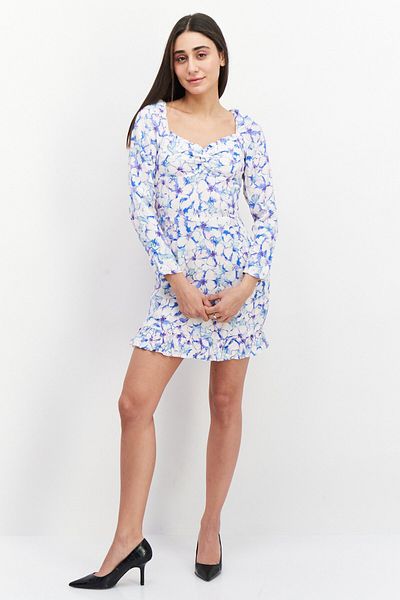 rahi Women Floral Print Mini Dress, White