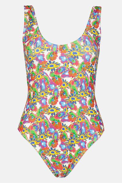 Misfit Women Floral Print One Piece Swimsuit, Purple
