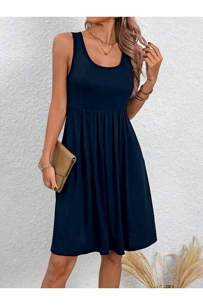 Masspera Rochie mini cu decolteu în U cu bretele plisate în față
