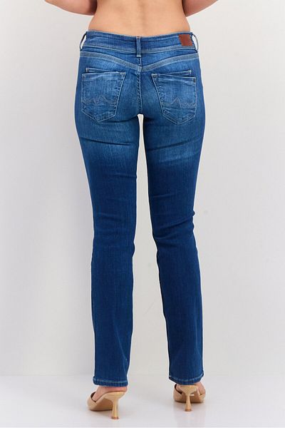 Pepe Jeans Women Straight Fit Washed Stretchable Jeans, Blue