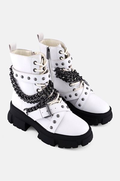 Steve Madden Women Tranquil Lace Up Ankle Boots, White