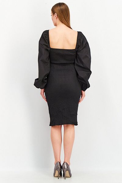 NA-KD Women Puffed Sleeve Casual Mini Dress, Black