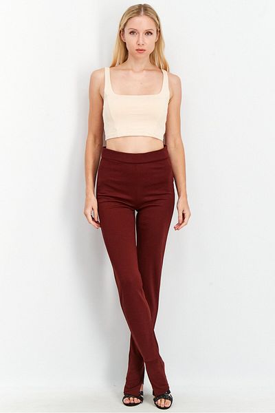 NA-KD Women Plain Side Slit Leggings, Brown