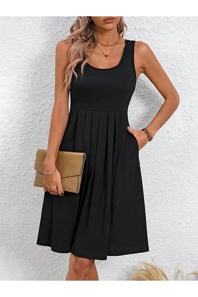 Masspera Rochie mini cu decolteu în U cu bretele plisate în față