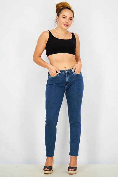 Tommy Hilfiger Women Slim Fit Plain Non Stretchable Jeans, Blue