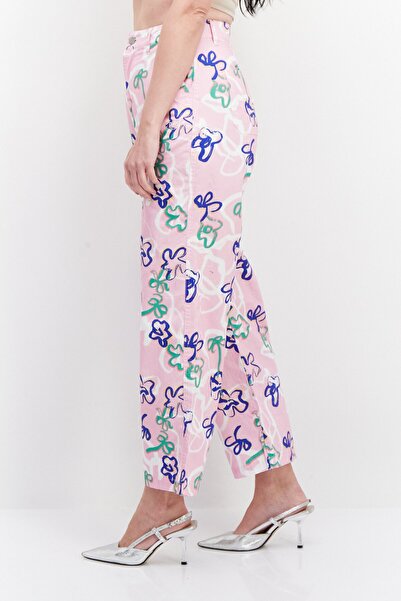 Misfit Women Allover Printed Wide Leg Pant, Pink Combo
