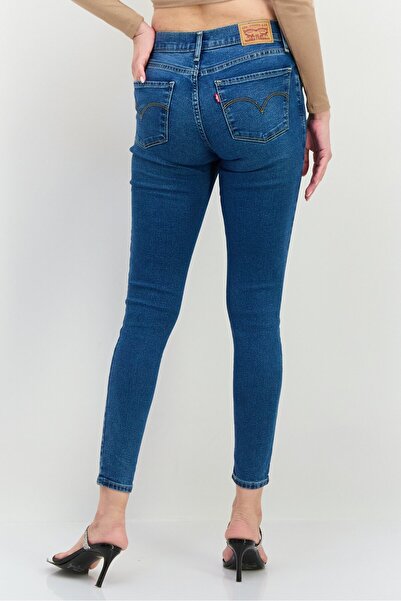 Levi's Women Super Skinny Fit Mid Rise Wash Stretch Jeans, Mid Blue