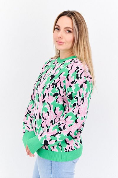 Levi's Women Crew Neck Long Sleeves Allover Print Sweater, Pink