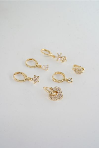 ARTEMİSİA Women's Vip Series Antiallergenic Hanging Figured Earring Set of 6