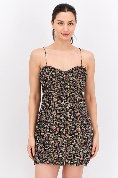 MANGO Woman Women Floral Print Mini Dress, Multicolor