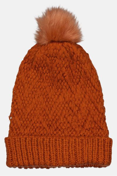 Reserved Kids Girl Textured Beanie, Rust