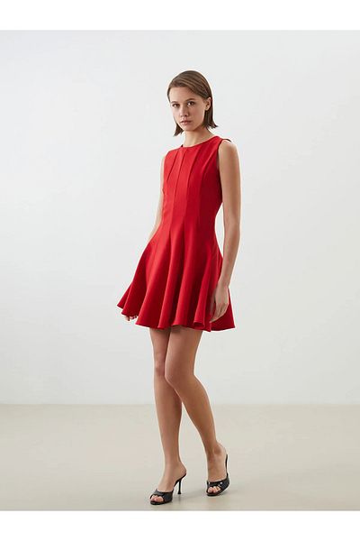LC Waikiki Comfort Standard Pattern Flared Mini Dress