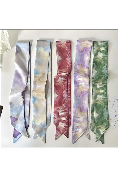 MAHLA Design Marbling Scarf, Thin Neck Shawl, Bag Accessory