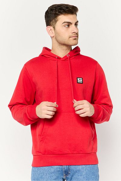 Diesel Men Hooded Brand Logo Long Sleeves Sweatshirt, Red