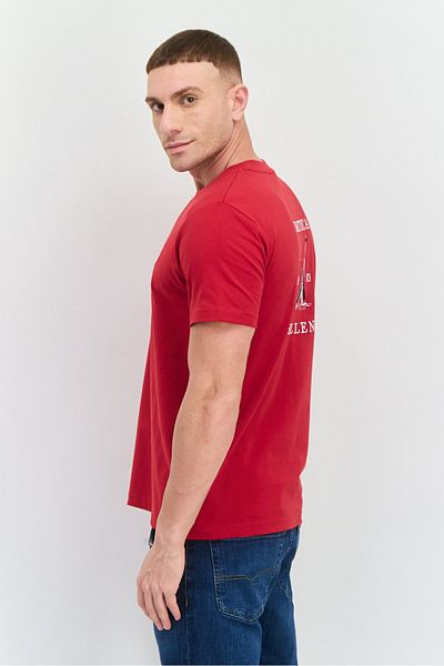 Nautica Men Crew Neck Short Sleeves Embroidered Logo T-shirt, Red