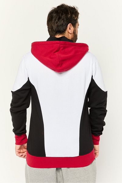 Batman Men Hooded Embroidered Logo Long Sleeve Sweatshirt, Red/black