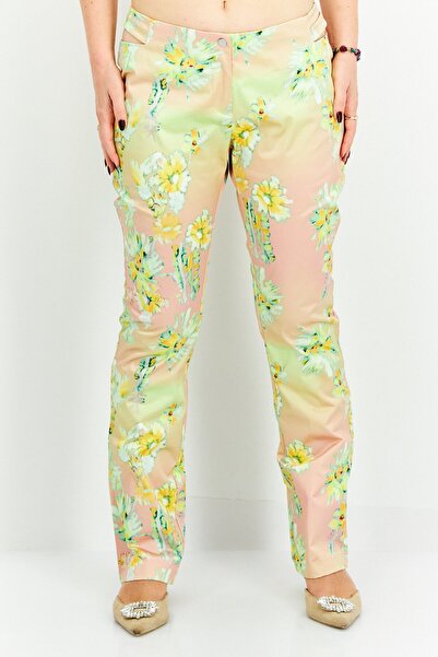 Weekday Women Regular Fit Floral Print Straight Leg Pants, Yellow