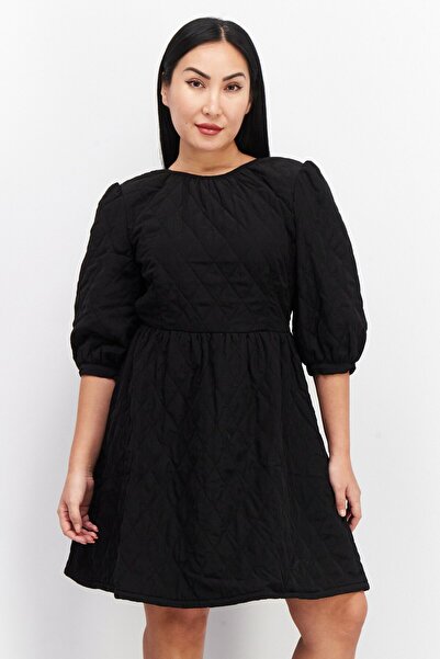 NA-KD Women Quilted Open Back Mini Dress, Black