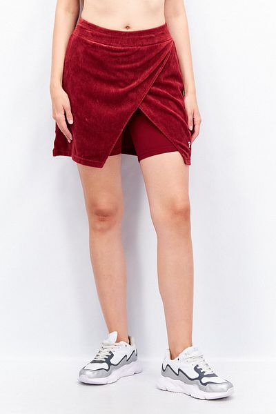 Puma Women Sportswear Fit Embroidered Logo Corduroy Skirt, Maroon