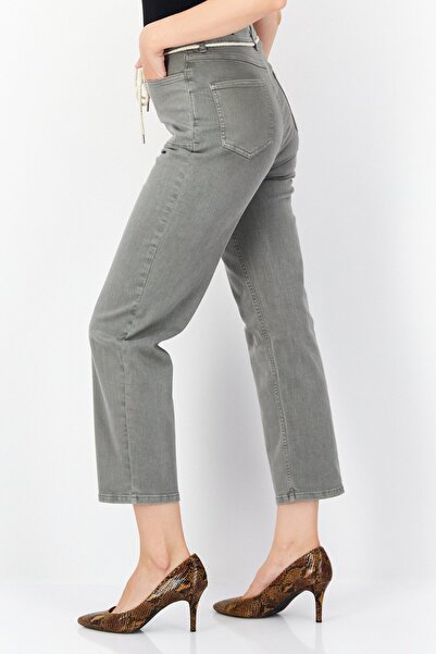 ZERO Women Regular Fit Drawstring Washed Denim Jeans, Grey
