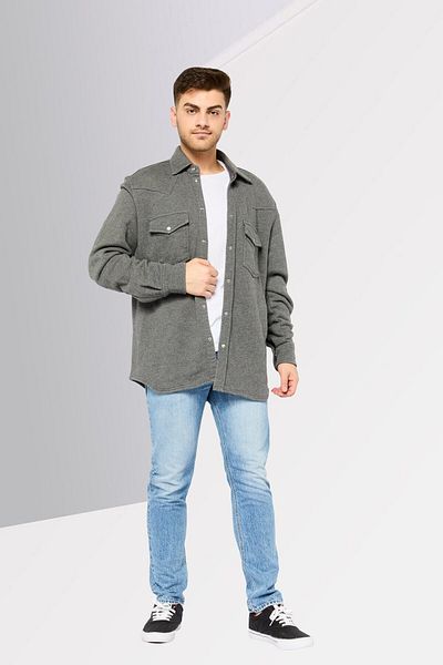 Diesel Men Plain Jacket Shirt, Grey