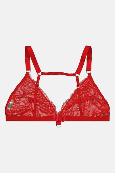 We Are We Wear Women Non Padded Lace Bra, Red