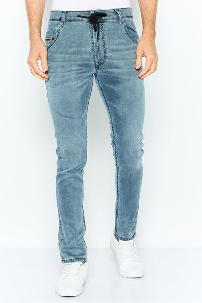 Diesel بنطلون جينز رجالي بقصّة عادية وخصر متوسط، أزرق