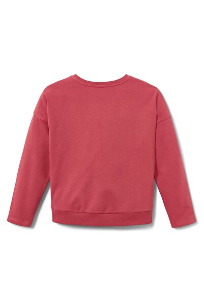Tchibo Kids Girl Crew Neck Embroidered Sweatshirt, Red Combo