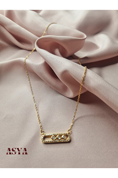 Asya Işıltı Bar Gold Renk Çelik Kolye