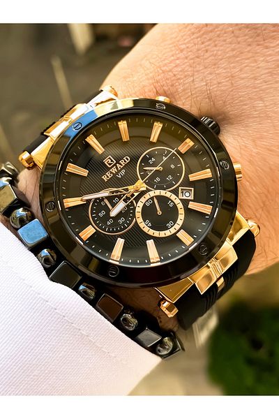 Reward Original Black Color Sport Waterproof Men Wrist Watch