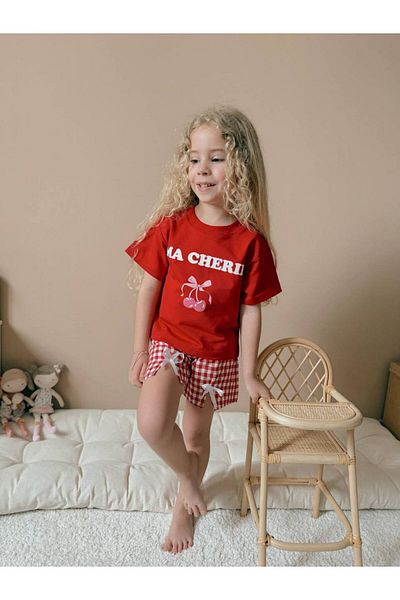 MİO Girls Oversized T-Shirt and Shorts Set 2-Piece Set, Cotton and Comfortable