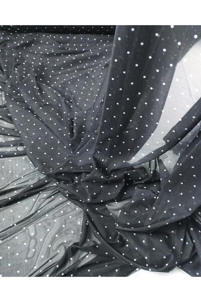 Kumaş Parça شبكة منقطة باللون الأبيض على الأسودالعرض: 150 سم