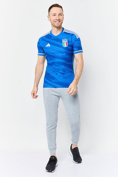 adidas Men Slim Fit Short Sleeve Football Jersey, Blue