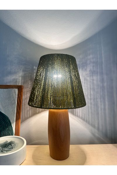 KorFam Wicker Handmade Bohemian Wooden Leg Rustic Lampshade