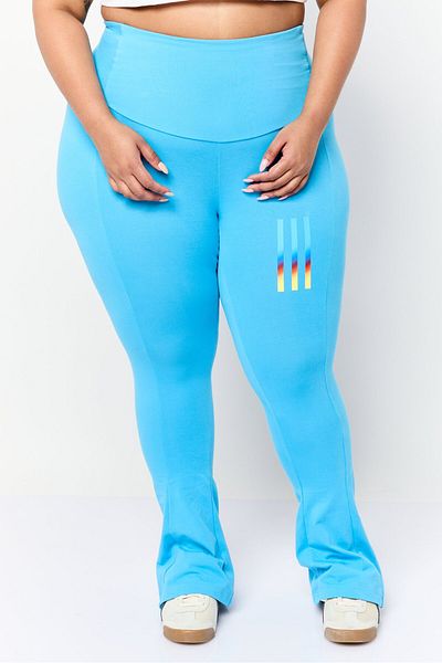 adidas Women Plus Size Brand Logo Training Flared Leggings, Blue