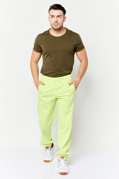 Esprit Men Regular Fit Brand Logo Sweatpants, Lime Green