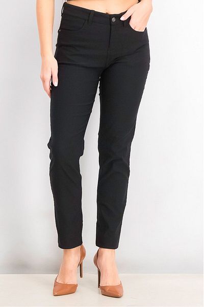 Tchibo Women Regular Fit Plain Straight Leg Pants, Black